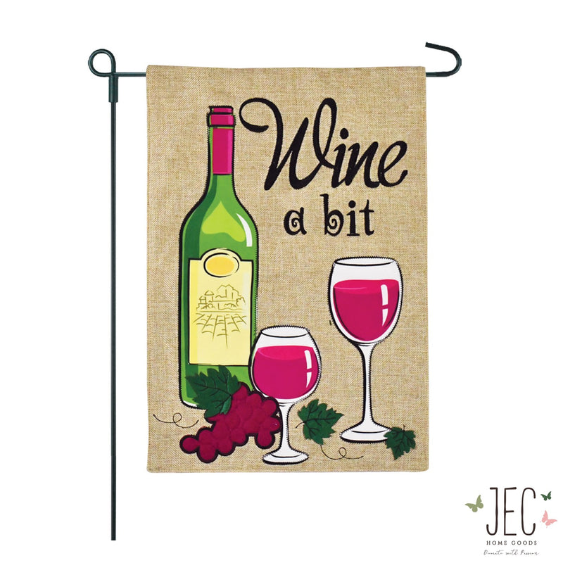 Wine Burlap 2-Sided Garden Flag 12.5x18"