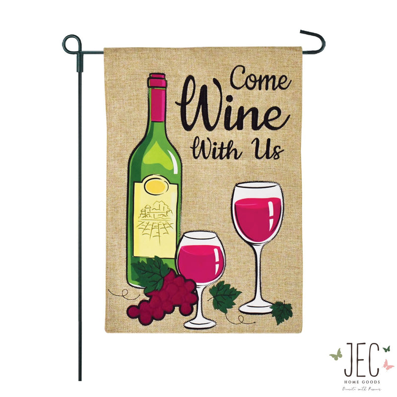 Wine Burlap 2-Sided Garden Flag 12.5x18"