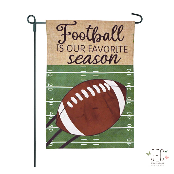 Football Burlap 2-Sided Garden Flag 12.5x18"