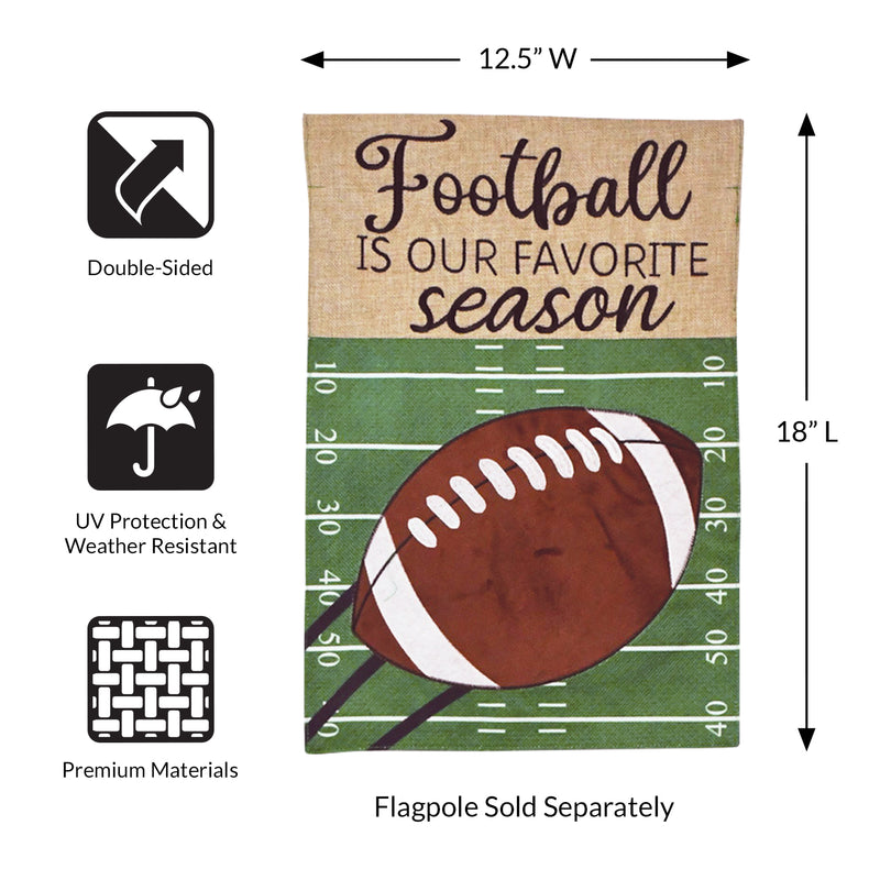 Football Burlap 2-Sided Garden Flag 12.5x18"