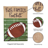 Football Burlap 2-Sided Garden Flag 12.5x18"