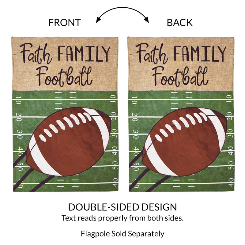 Football Burlap 2-Sided Garden Flag 12.5x18"