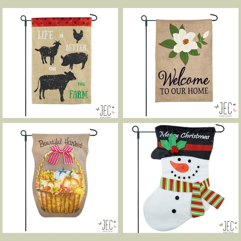 Country Life Garden Flags Set Burlap 2-Sided Garden Flag 12.5x18"