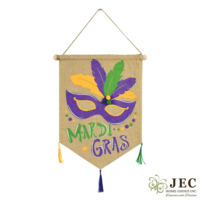 Mardi Gras Mask Burlap Wall Décor 18" x14.5”